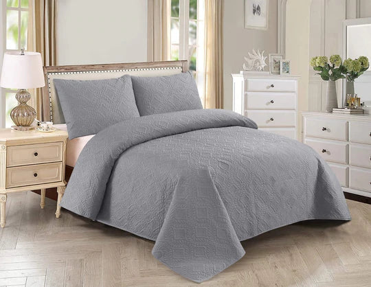 BEDSPREAD Set (Light Filling) - Grey Plain