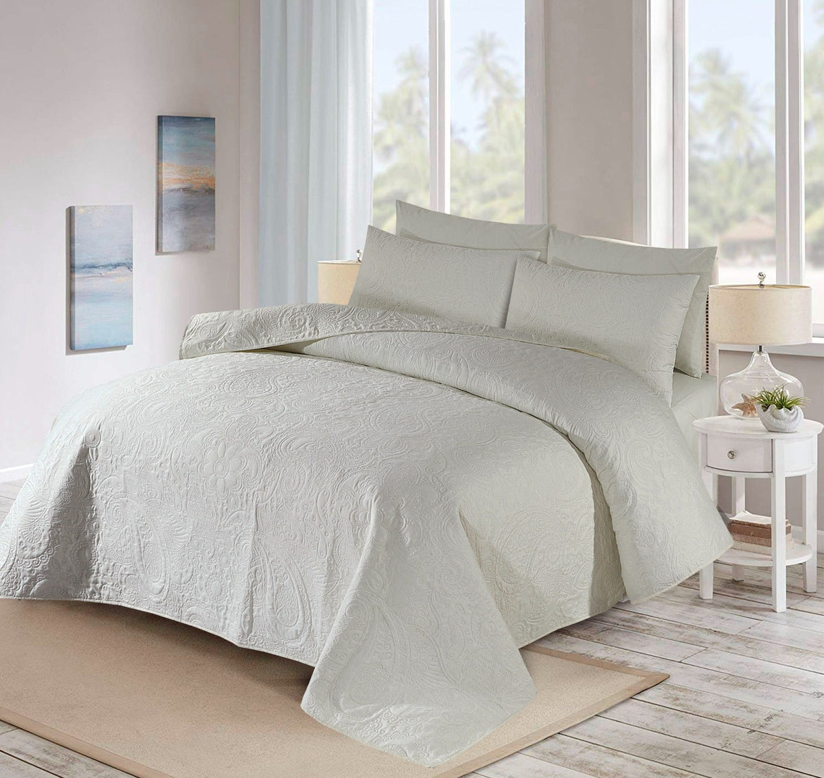 White -BEDSPREAD Set (Light Filling)