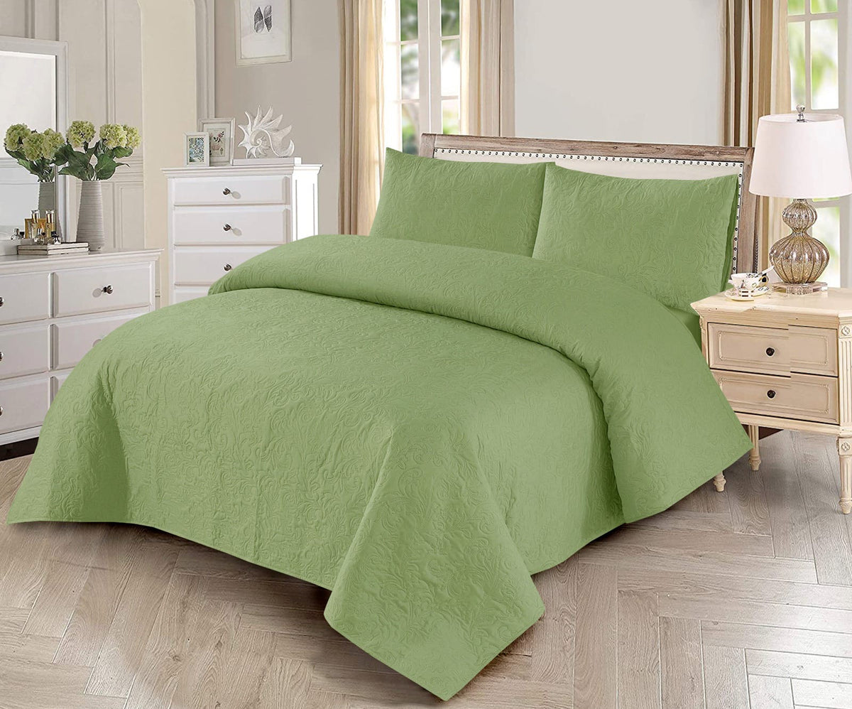 3pcs BEDSPREAD Set (Light Filling) - Light green