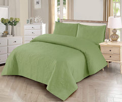 3pcs BEDSPREAD Set (Light Filling) - Light green