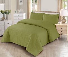 3pcs BEDSPREAD Set (Light Filling) -Parrot Green
