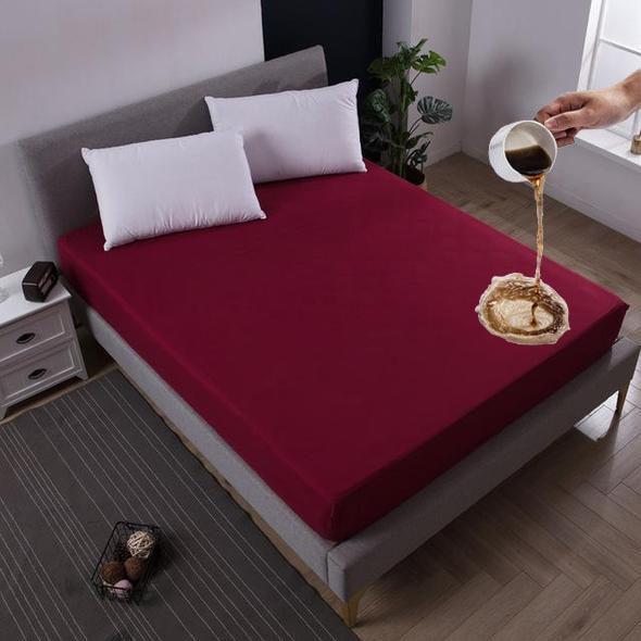 ( Maroon)-Waterproof Terry Mattress Protector