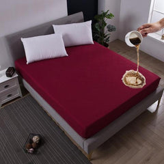 ( Maroon)-Waterproof Terry Mattress Protector