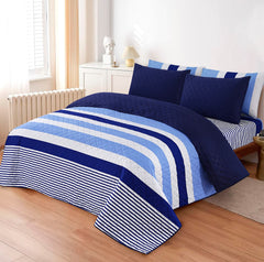 D# 208 LUXURY PRINTED QUILTED COMFORTER SET - 6PC (Light Filling)
