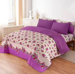D# 209 LUXURY PRINTED QUILTED COMFORTER SET - 6PC (Light Filling)
