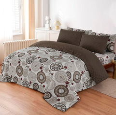 D# 214 LUXURY PRINTED QUILTED COMFORTER SET - 6PC (Light Filling)