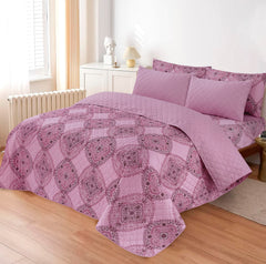 D# 202 LUXURY PRINTED QUILTED COMFORTER SET - 6PC (Light Filling)