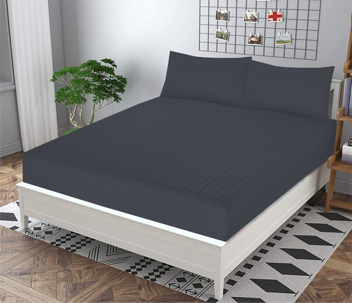 Charcoal Stripe- Bedsheet Set