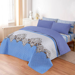 D# 207 LUXURY PRINTED QUILTED COMFORTER SET - 6PC (Light Filling)