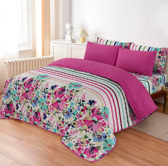 D# 206 LUXURY PRINTED QUILTED COMFORTER SET - 6PC (Light Filling)