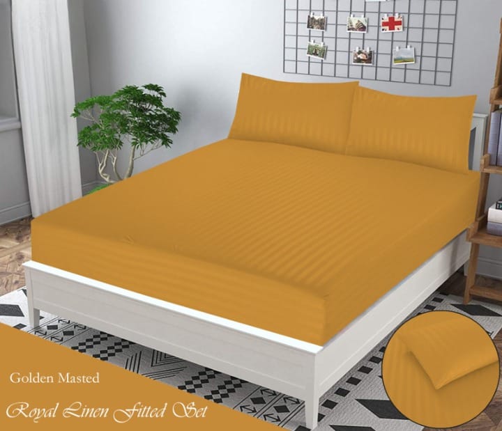 Golden mustard Stripe- Bedsheet Set