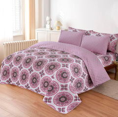 D# 203 LUXURY PRINTED QUILTED COMFORTER SET - 6PC (Light Filling)