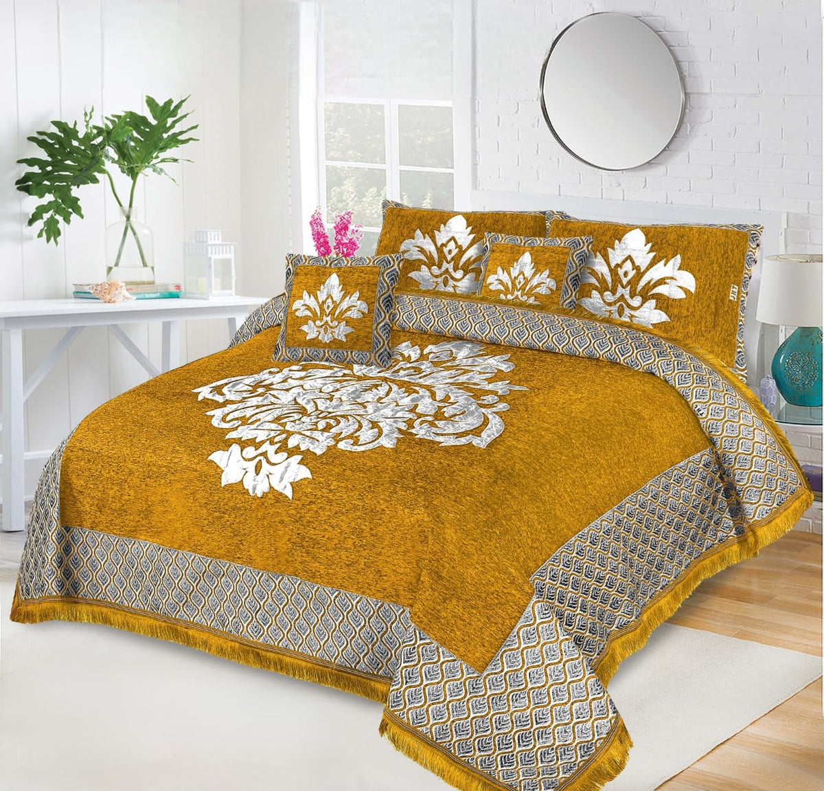 Mustard taj- 5 pcs Bedsheet Set
