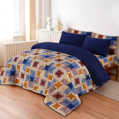 D# 215 LUXURY PRINTED QUILTED COMFORTER SET - 6PC (Light Filling)