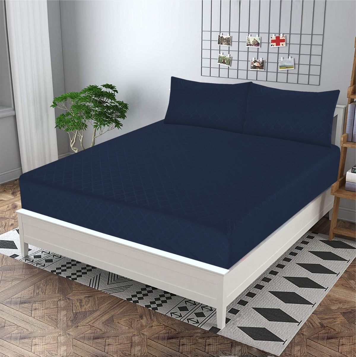 Blue Embossed- Bedsheet Set