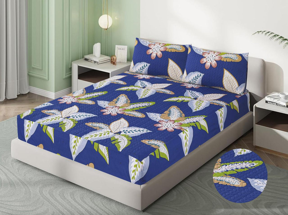Blue king- printed Quilted Waterproof Mattress Protector-
