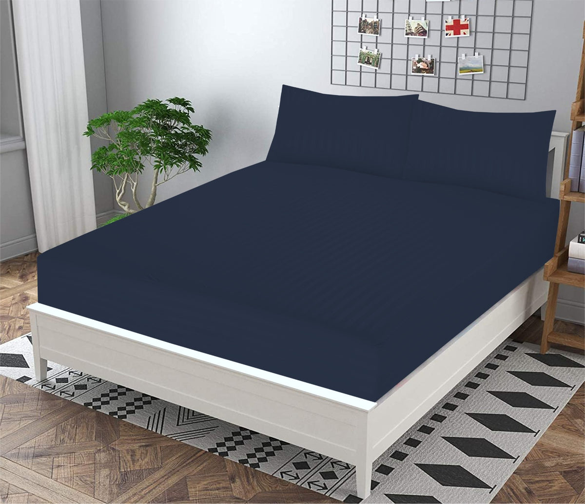 Navy blue Stripe- Bedsheet Set