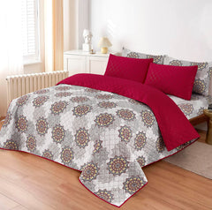 D# 211 LUXURY PRINTED QUILTED COMFORTER SET - 6PC (Light Filling)