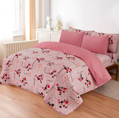 D# 210 LUXURY PRINTED QUILTED COMFORTER SET - 6PC (Light Filling)