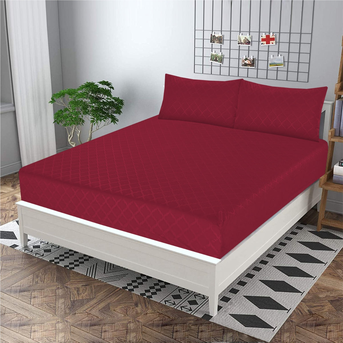 Red line Embossed- Bedsheet Set