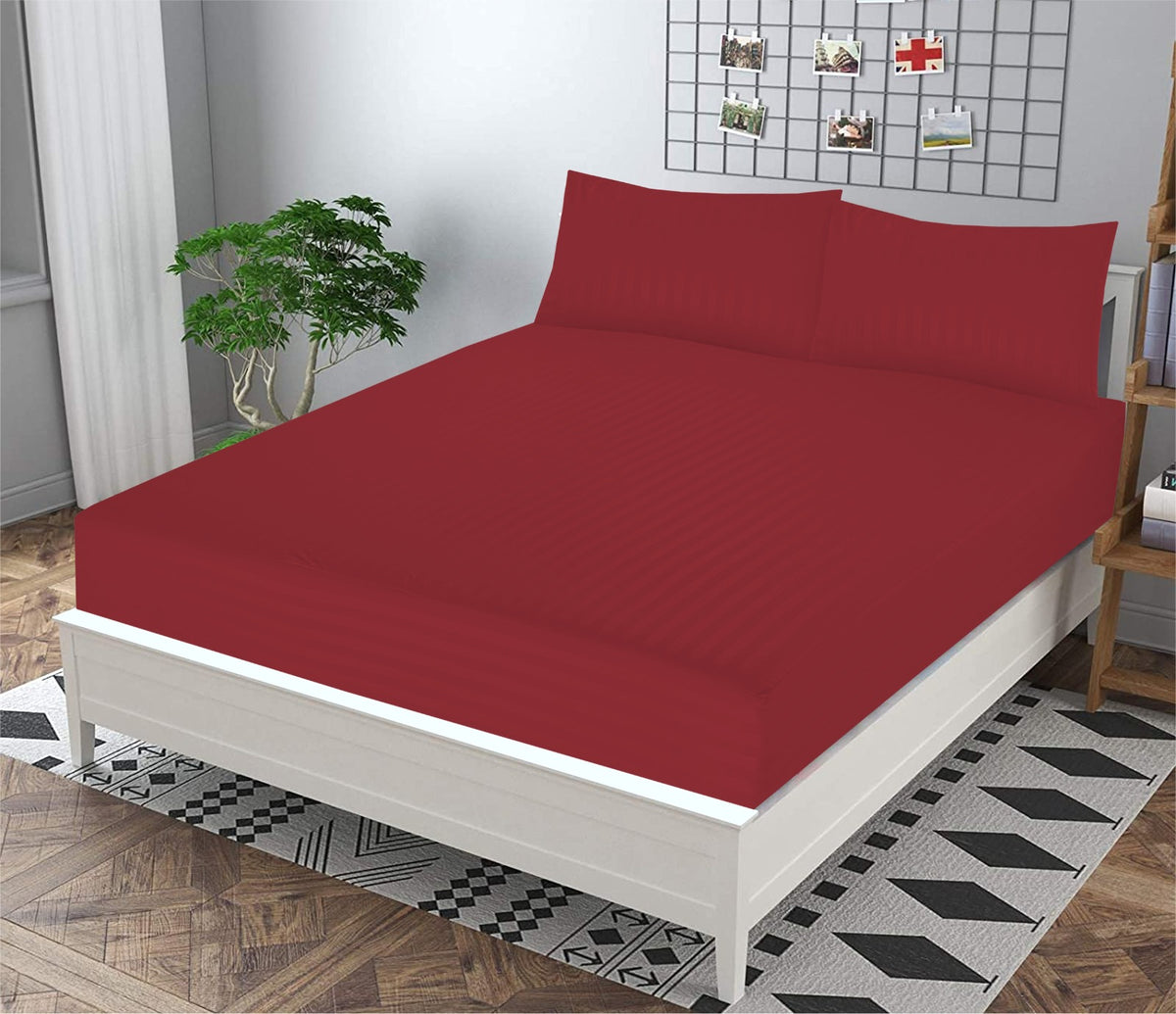 Maroon Stripe- Bedsheet Set