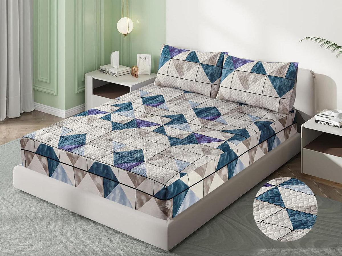 Zinkish- printed Quilted Waterproof Mattress Protector-
