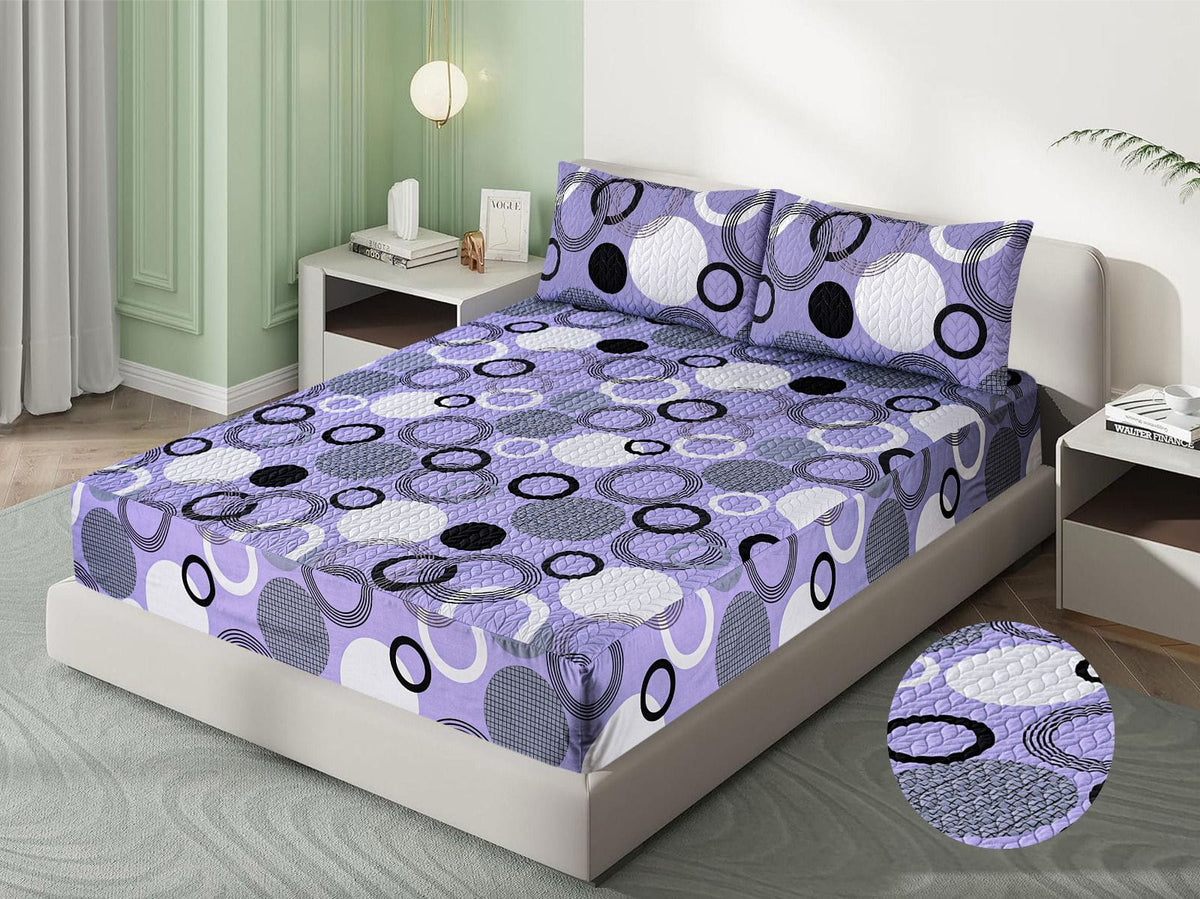 Purple circular- printed Quilted Waterproof Mattress Protector-