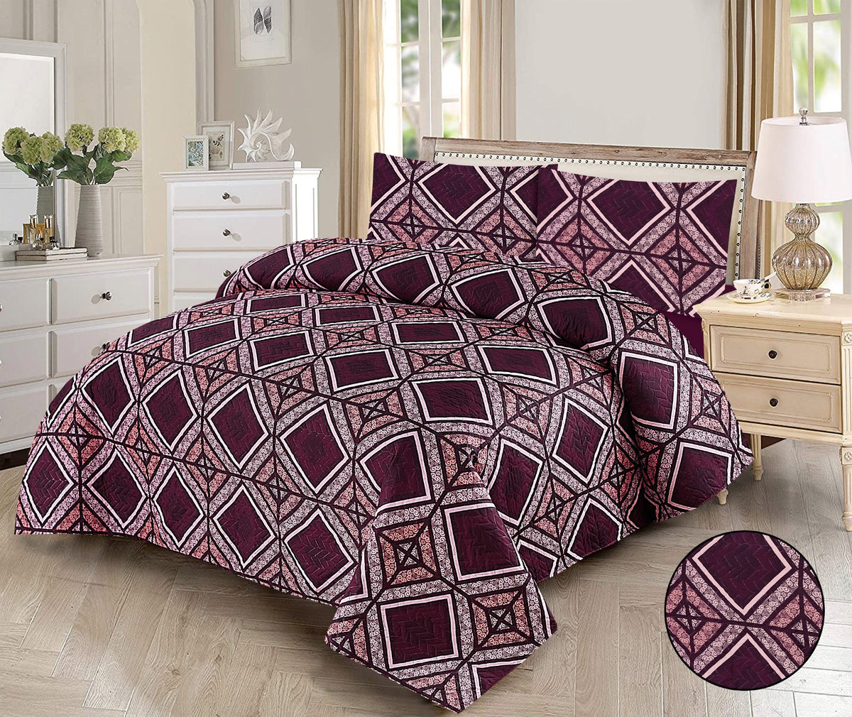 Blissfully - 3pcs BEDSPREAD Set  printed (Light Filling)