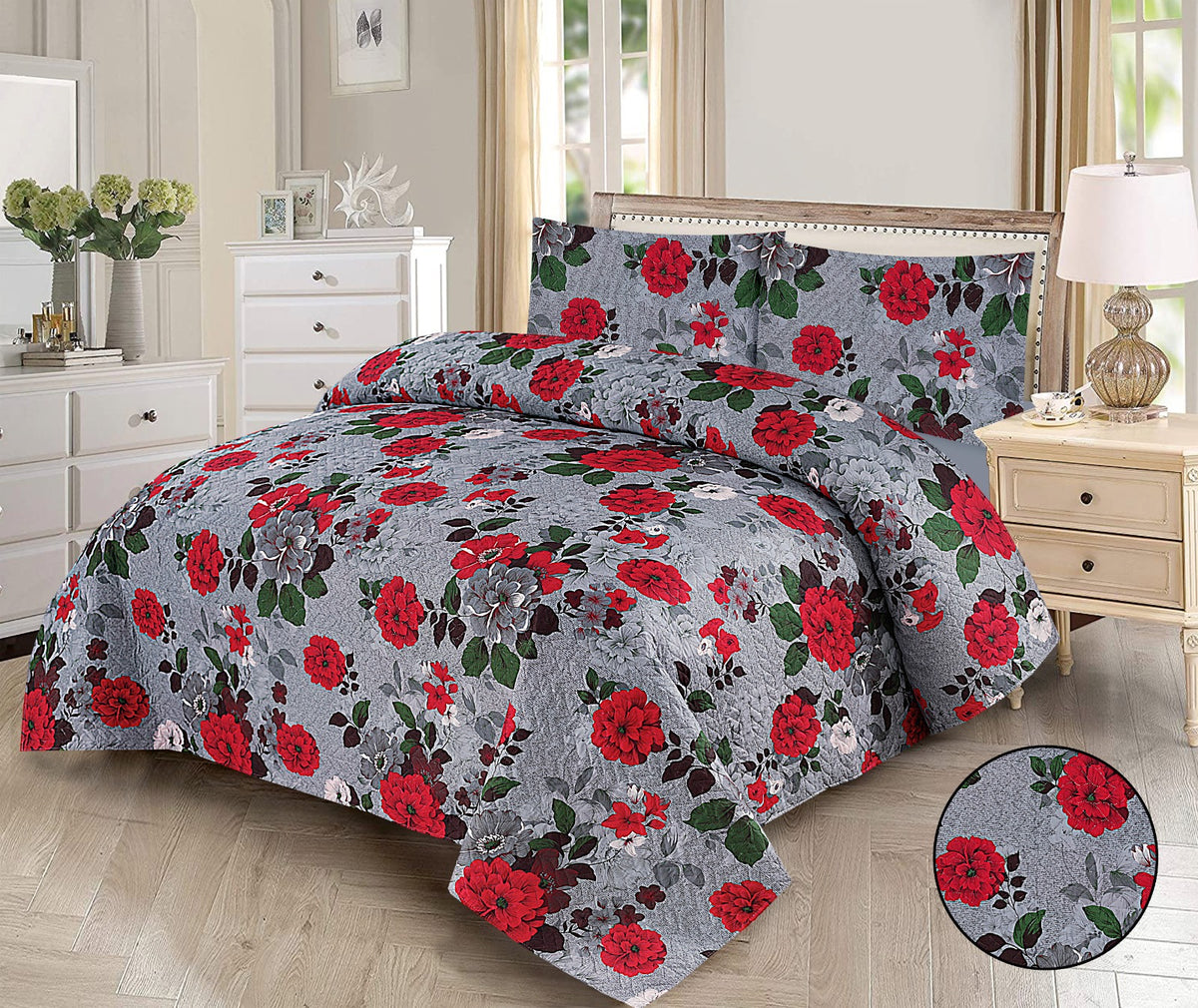 Patoki- 3pcs BEDSPREAD Set  printed (Light Filling)