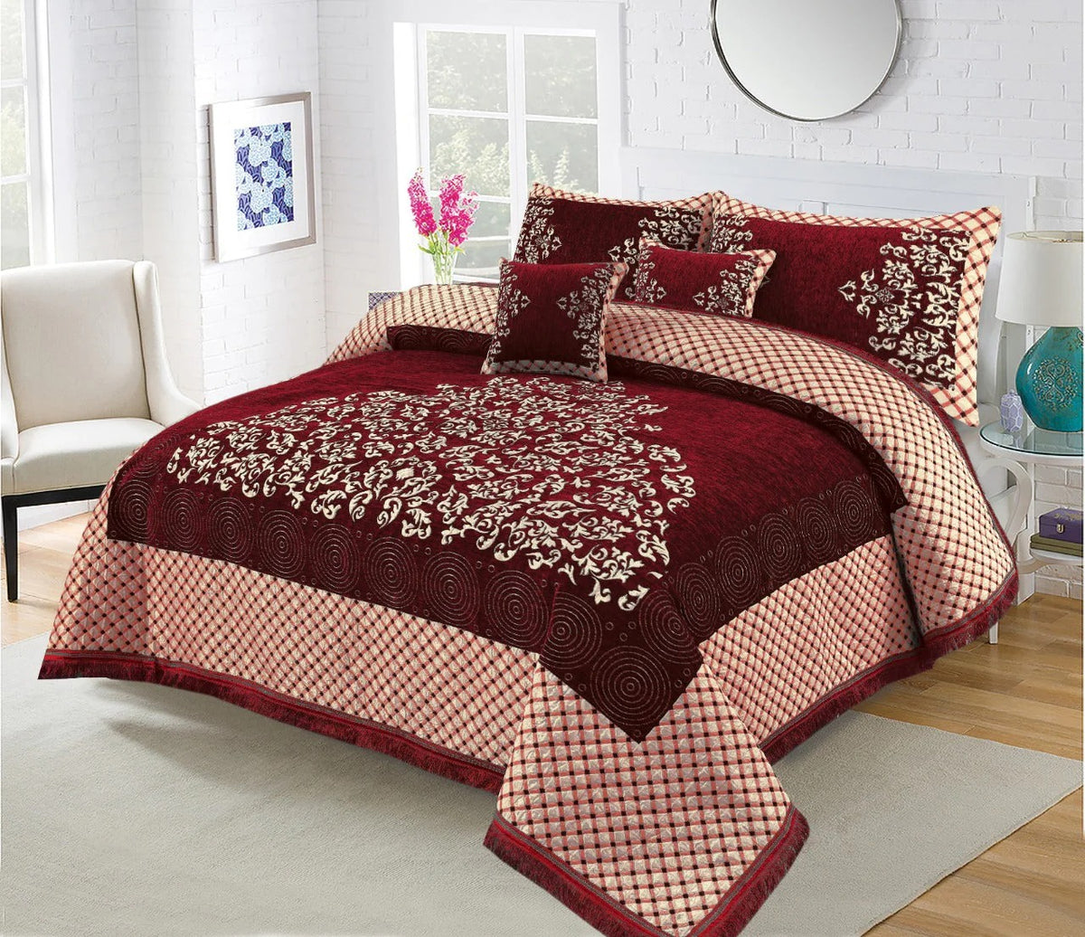 Mahroon taj- 5 pcs Bedsheet Set